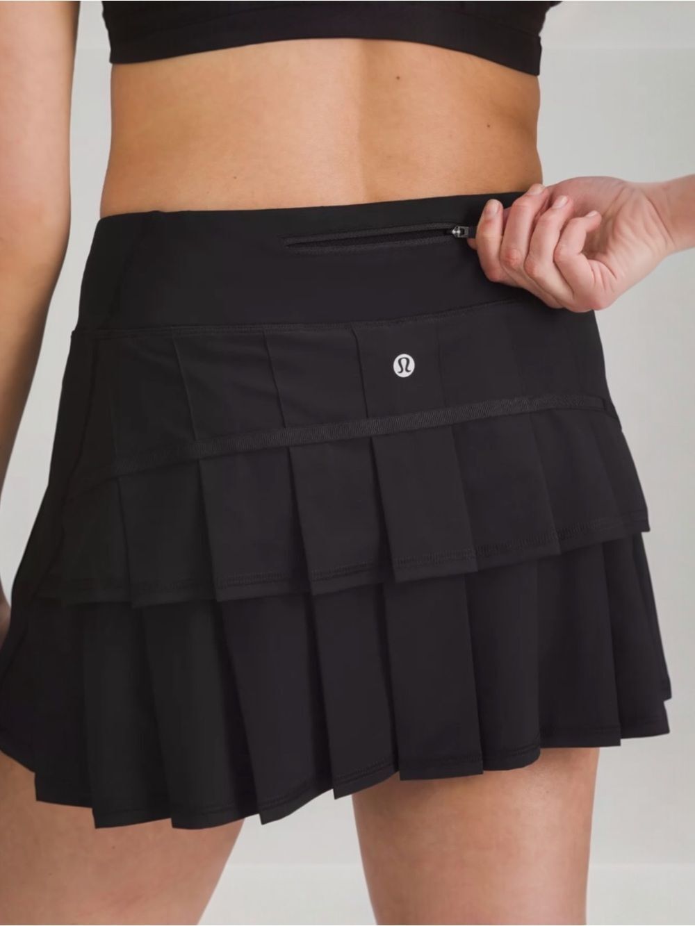 lululemon athletica Pace Setter Skirt Black Tiered Ruffle Tennis Golf Athletic S